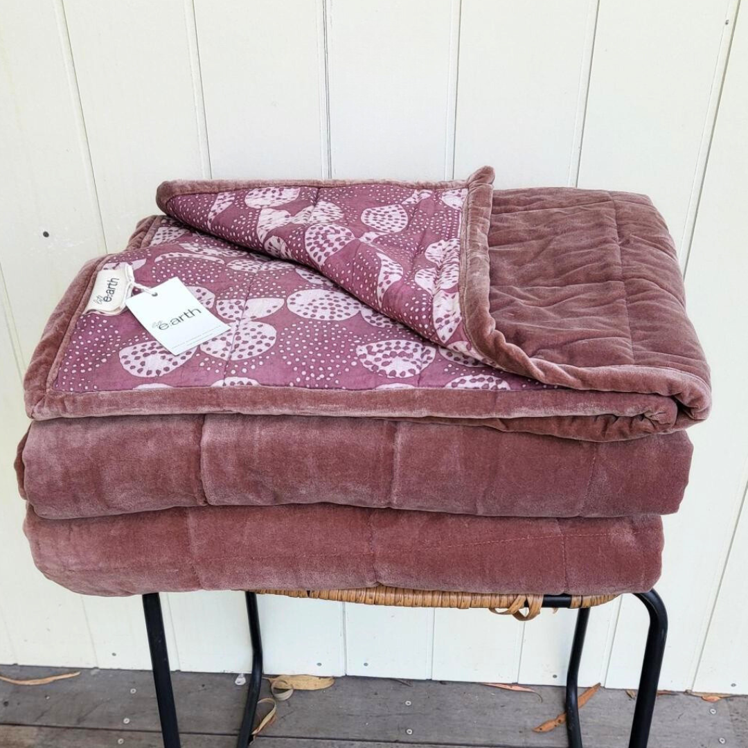 Sand Drift Cotton Velvet Quilt Reverse Dabu Print