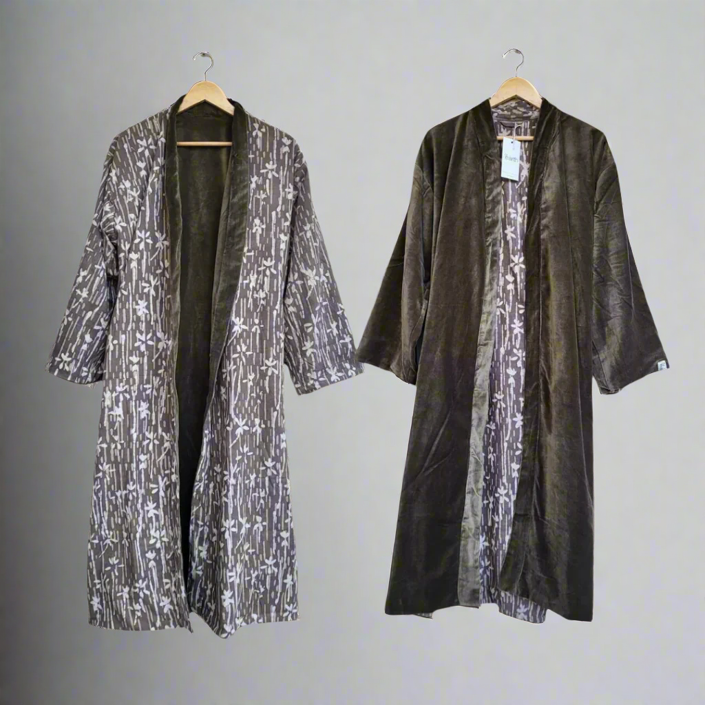 Moss Earth Velvet Cotton Dabu Kimono