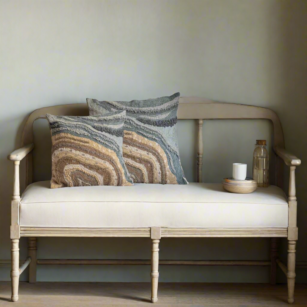 Sandstone Cushion Cover Manual Chenille Embroidery on Cotton