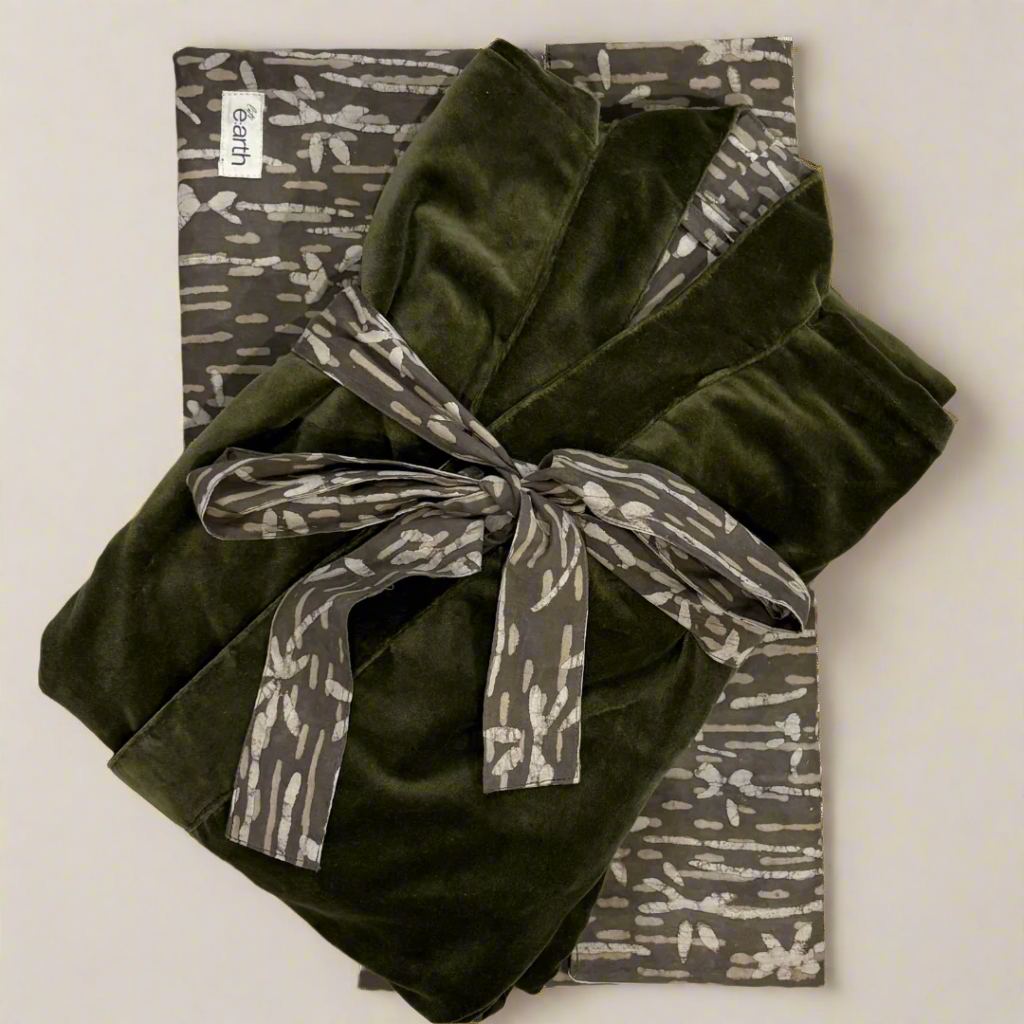 Moss Earth Velvet Cotton Dabu Kimono