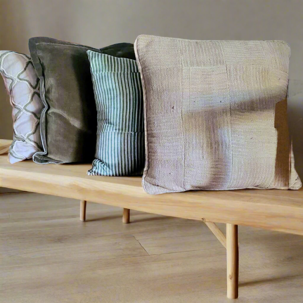 Stonewash Cushion Cover in Textured Khadi Patchwork