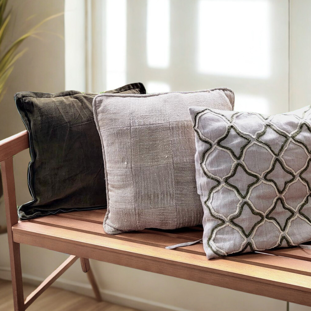 Velvet Moss Cushion Cover Triple Flange Design