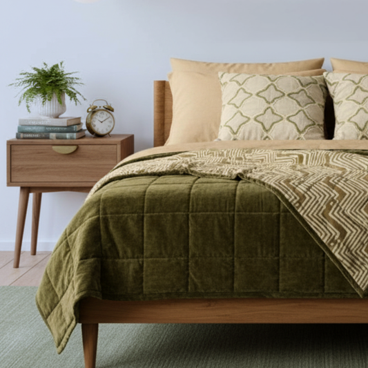 Moss Creek Cotton Velvet Quilt Reverse Dabu Print
