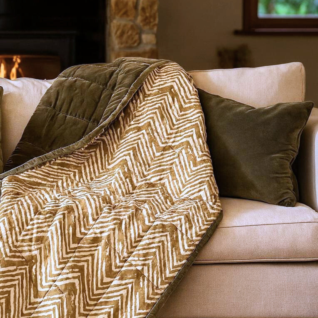 Moss Creek Cotton Velvet Quilt Reverse Dabu Print