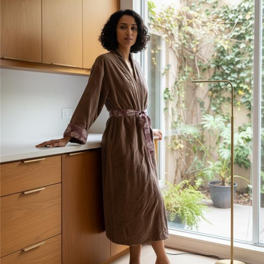 Sand Drift Cotton Velvet Dabu Kimono