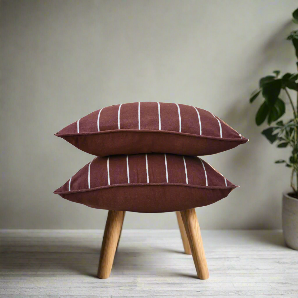 Stripes Cushion Covers Burnt Sienna - Pack of 2