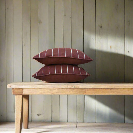 Stripes Cushion Covers Burnt Sienna - Pack of 2