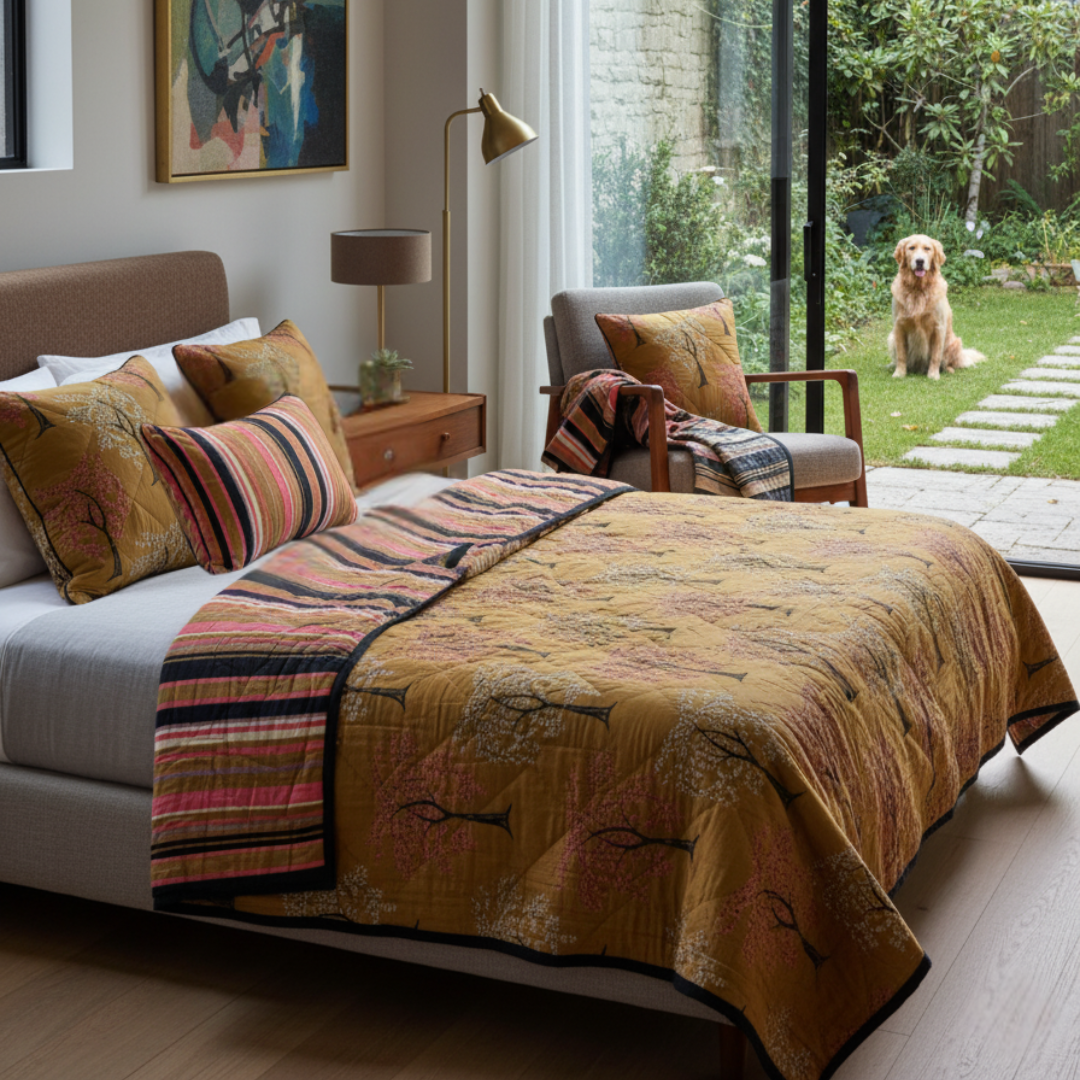 Ode Tree Hand Quilted Reversible - Throw & Quilt