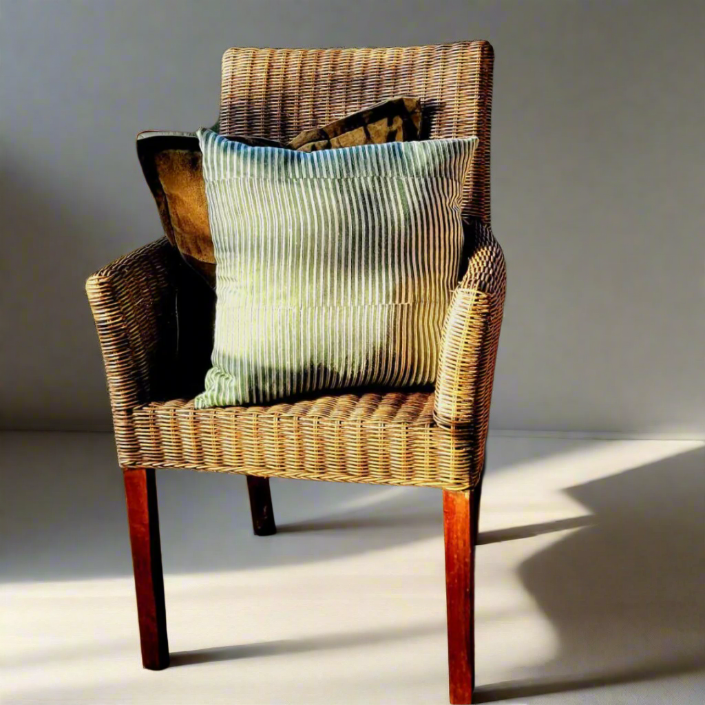Mallee Silk Hand Block Printed Striped Cushion Cover