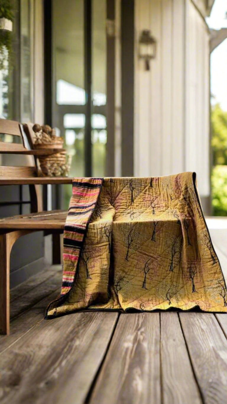 Ode Tree Hand Quilted Reversible - Throw & Quilt