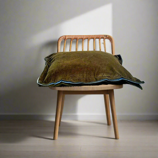 Velvet Moss Cushion Cover Triple Flange Design